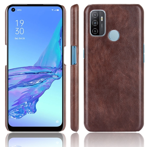 

For OPPO A53 (2020) / A32 (2020) Shockproof Litchi Texture PC + PU Case(Brown)