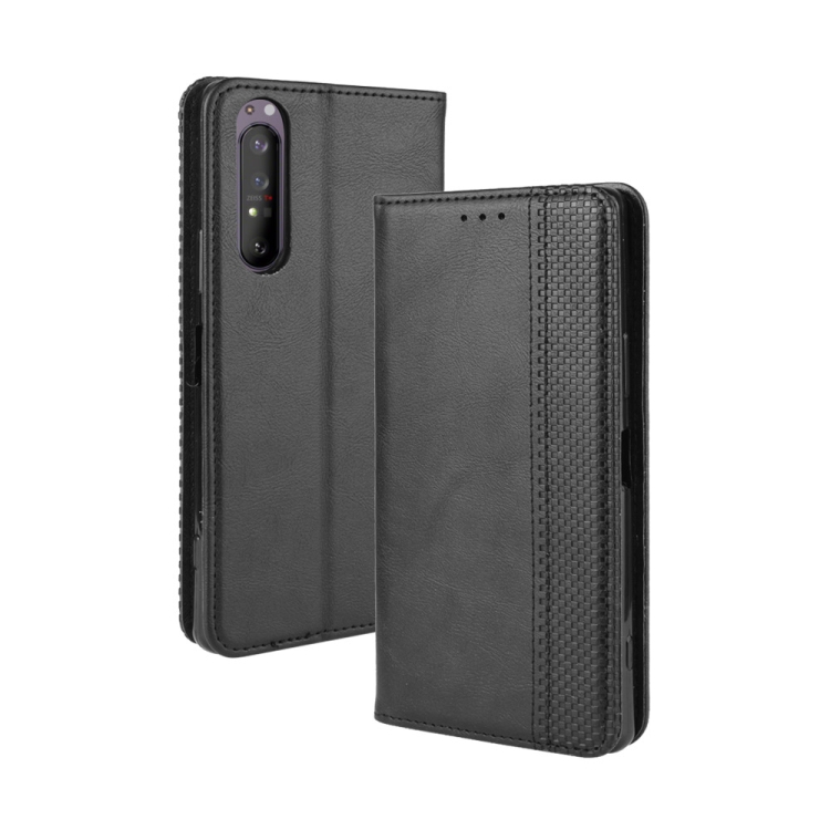 

For Sony Xperia 5 II Magnetic Buckle Retro Crazy Horse Texture Horizontal Flip Leather Case with Holder & Card Slots & Photo Frame(Black)