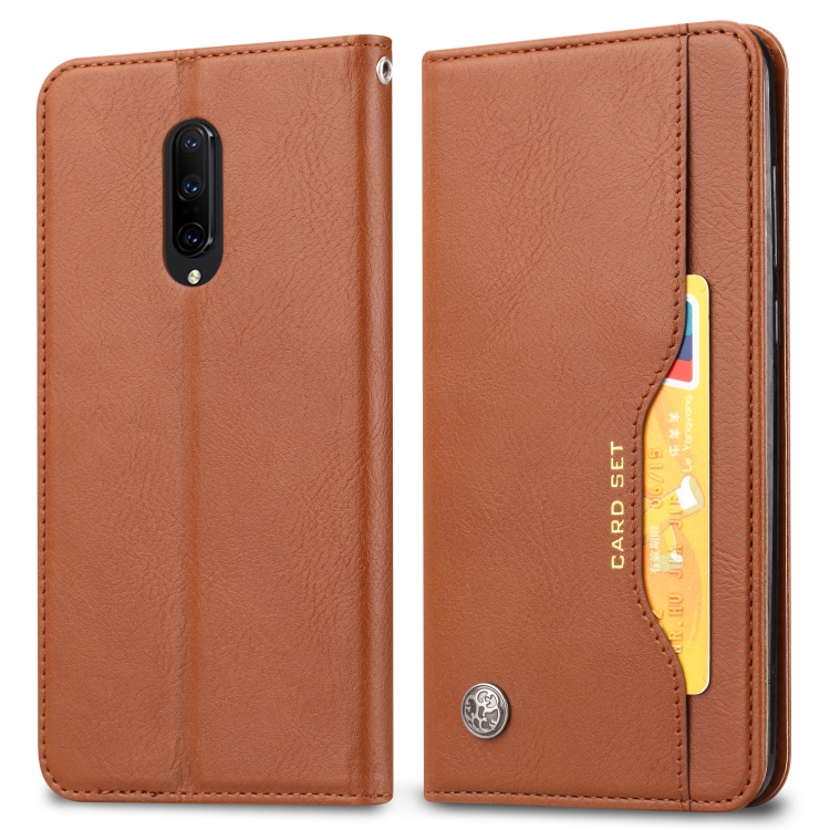 

Knead Skin Texture Horizontal Flip Leather Case for One Plus 7, with Photo Frame & Holder & Card Slots & Wallet(Brown)