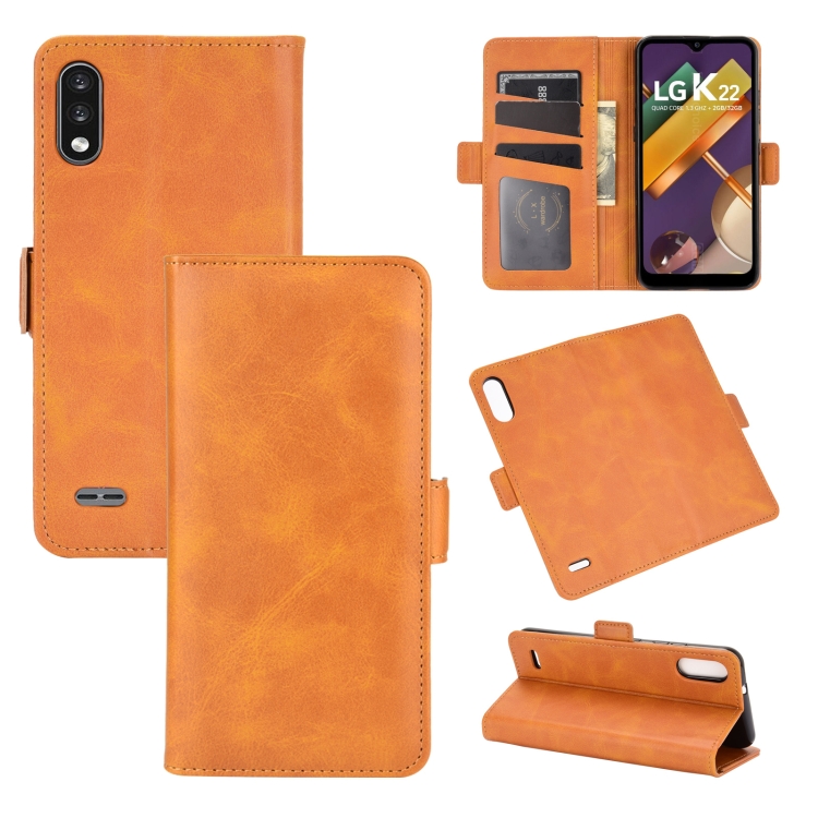 

For LG K22 Dual-side Magnetic Buckle Horizontal Flip Leather Case with Holder & Card Slots & Wallet(Yellow)