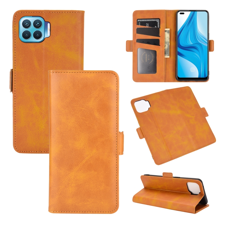

For OPPO F17 Pro Dual-side Magnetic Buckle Horizontal Flip Leather Case with Holder & Card Slots & Wallet(Yellow)