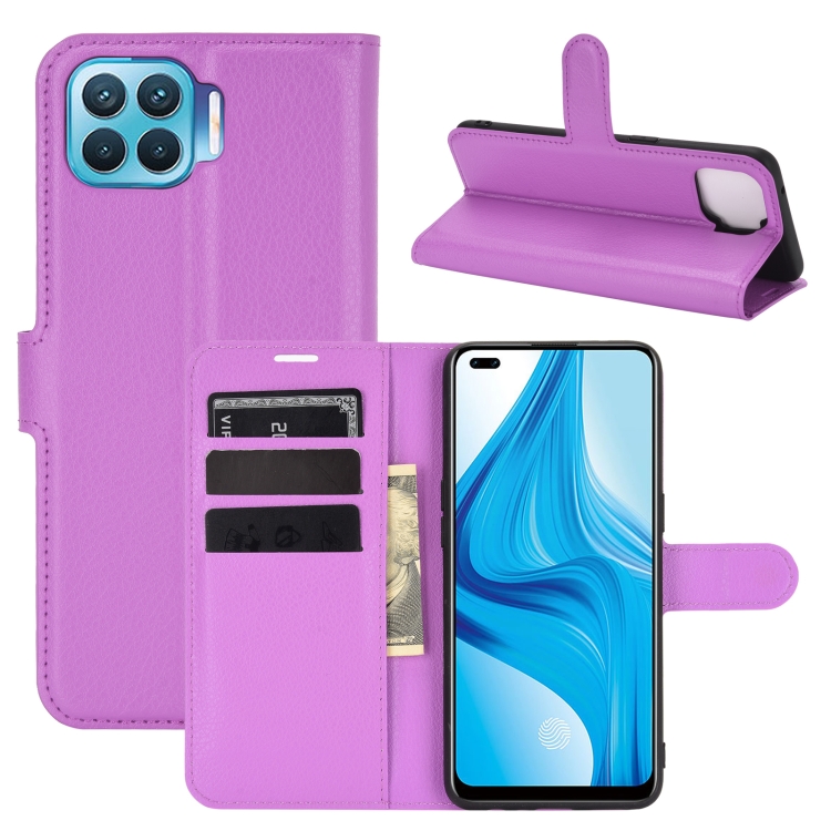 

For OPPO F17 Pro Litchi Texture Horizontal Flip Protective Case with Holder & Card Slots & Wallet(Purple)