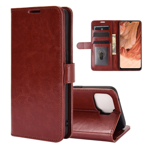 

For OPPO F17 R64 Texture Single Horizontal Flip Protective Case with Holder & Card Slots & Wallet& Photo Frame(Brown)