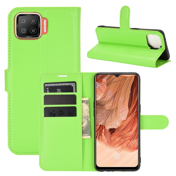 

For OPPO F17 Litchi Texture Horizontal Flip Protective Case with Holder & Card Slots & Wallet(Green)