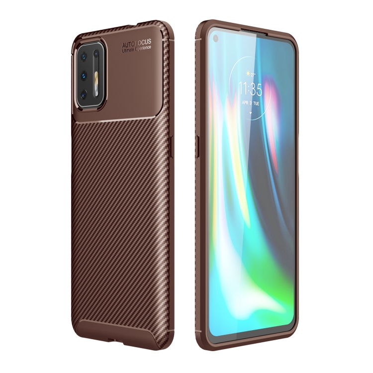 

For OPPO Realme 7i Carbon Fiber Texture Shockproof TPU Case(Brown)