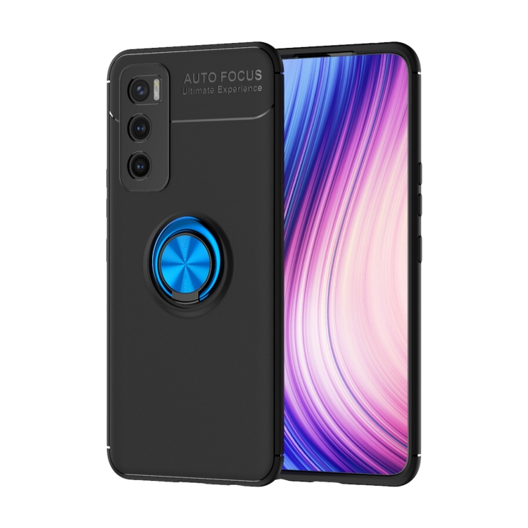 

For vivo V20 SE Metal Ring Holder 360 Degree Rotating TPU Case(Black+Blue)