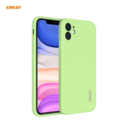 

For iPhone 11 Hat-Prince ENKAY ENK-PC064 Liquid Silicone Straight Edge Shockproof Protective Case(Light Green)