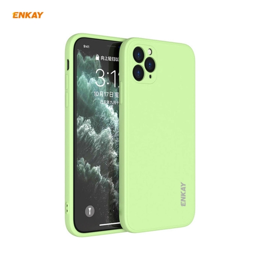 

For iPhone 11 Pro Max Hat-Prince ENKAY ENK-PC066 Liquid Silicone Straight Edge Shockproof Protective Case(Light Green)