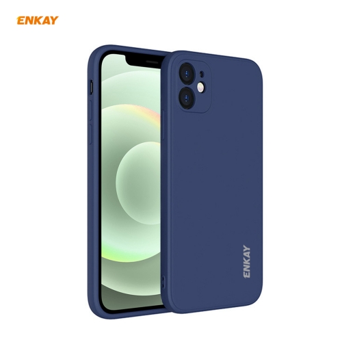 

For iPhone 12 mini Hat-Prince ENKAY ENK-PC067 Liquid Silicone Straight Edge Shockproof Protective Case(Navy Blue)