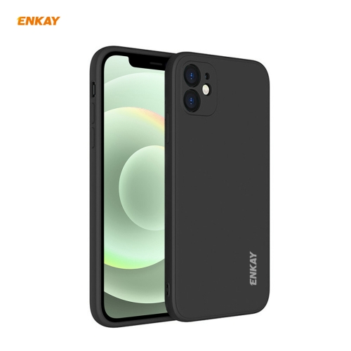 

For iPhone 12 Hat-Prince ENKAY ENK-PC068 Liquid Silicone Straight Edge Shockproof Protective Case(Black)