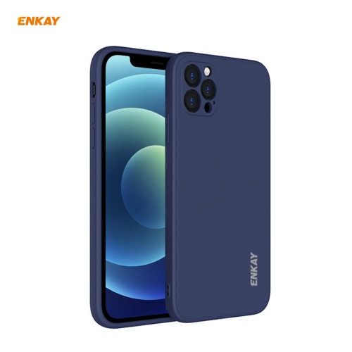 

For iPhone 12 Pro Hat-Prince ENKAY ENK-PC069 Liquid Silicone Straight Edge Shockproof Protective Case(Navy Blue)