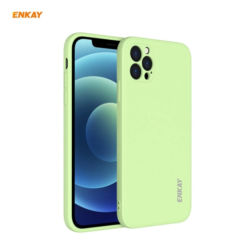 

For iPhone 12 Pro Max Hat-Prince ENKAY ENK-PC070 Liquid Silicone Straight Edge Shockproof Protective Case(Light Green)