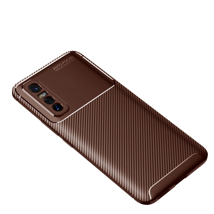 

For vivo Y73s Carbon Fiber Texture Shockproof TPU Case(Brown)