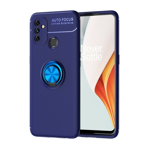 

For OnePlus N100 Metal Ring Holder 360 Degree Rotating TPU Case(Blue+Blue)