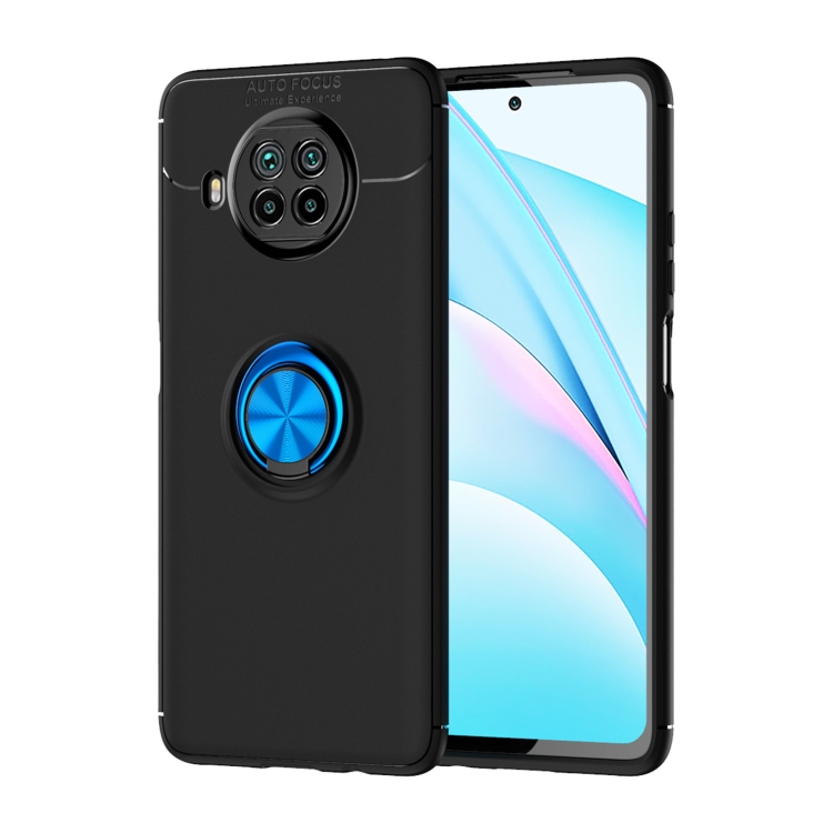 

For Xiaomi Mi 10T Lite Metal Ring Holder 360 Degree Rotating TPU Case(Black+Blue)