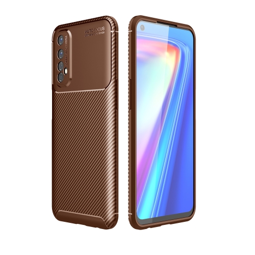 

For Huawei Y7a / P smart 2021 Carbon Fiber Texture Shockproof TPU Case(Brown)