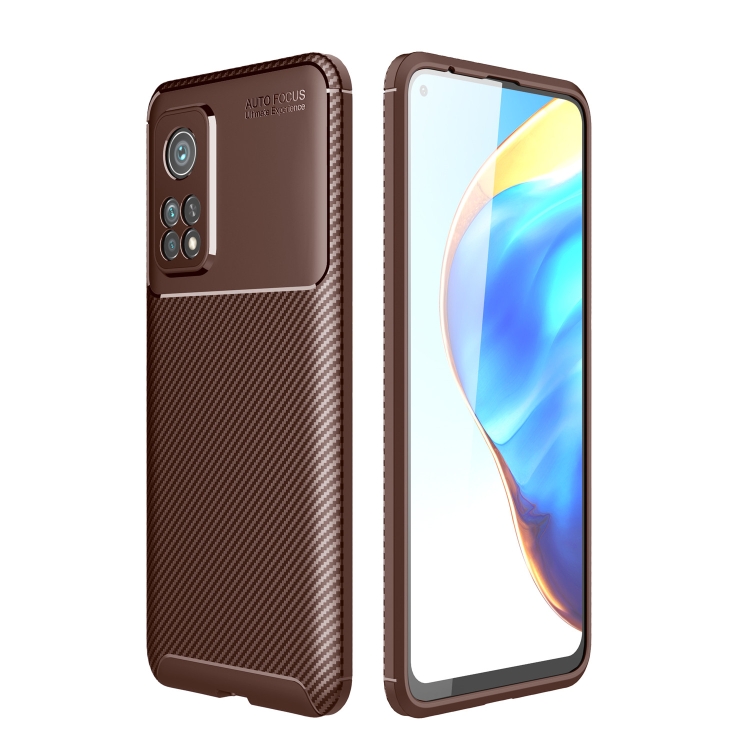 

For Xiaomi Mi 10T Carbon Fiber Texture Shockproof TPU Case(Brown)