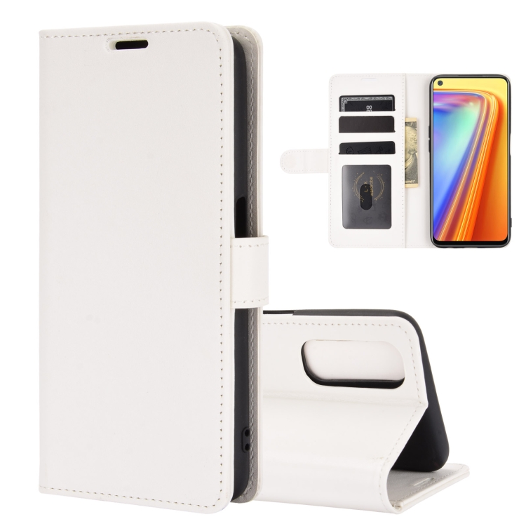 

For OPPO Realme 7 R64 Texture Single Horizontal Flip Protective Case with Holder & Card Slots & Wallet& Photo Frame(White)