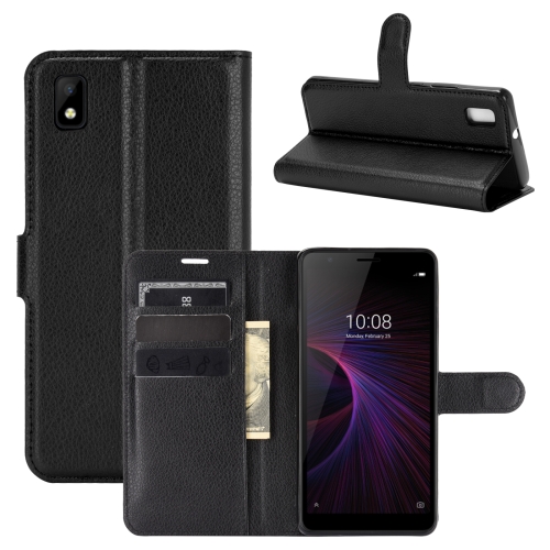 

For ZTE Blade L210 Litchi Texture Horizontal Flip Protective Case with Holder & Card Slots & Wallet(Black)