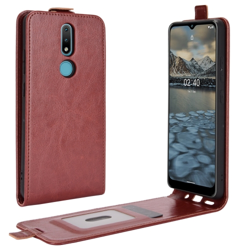 

For Nokia 2.4 R64 Texture Single Vertical Flip Leather Protective Case with Card Slots & Photo Frame(Brown)