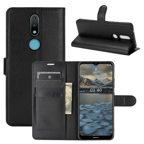 

For Nokia 2.4 Litchi Texture Horizontal Flip Protective Case with Holder & Card Slots & Wallet(Black)