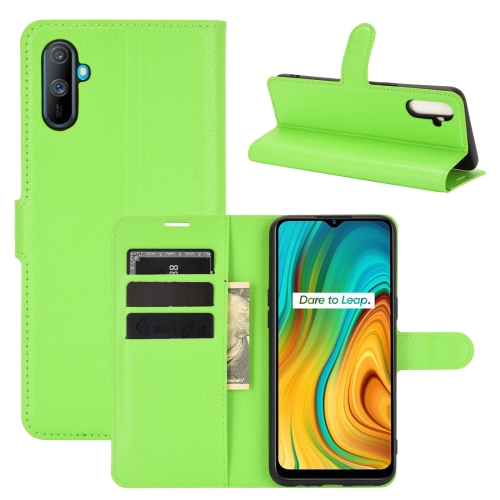 

For OPPO Realme C3 Fingerprint-free version Litchi Texture Horizontal Flip Protective Case with Holder & Card Slots & Wallet(Green)