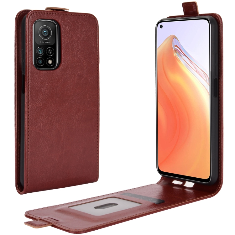 

For Xiaomi Mi 10T/10T Pro R64 Texture Single Vertical Flip Leather Protective Case with Card Slots & Photo Frame(Brown)