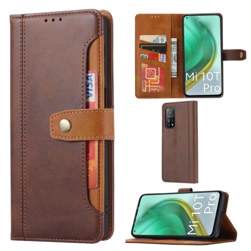 

For Xiaomi Mi 10T / 10T Pro Calf Texture Double Fold Clasp Horizontal Flip Leather Case with Photo Frame & Holder & Card Slots & Wallet(Coffee)