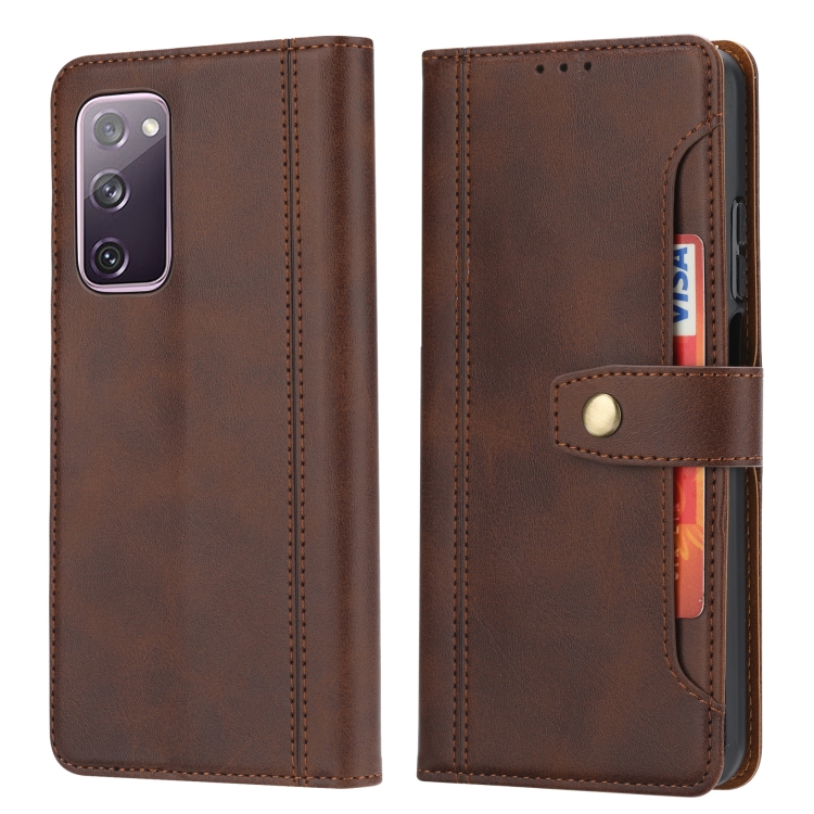 

For Samsung Galaxy S20 FE / S20 Lite Calf Texture Double Fold Clasp Horizontal Flip Leather Case with Photo Frame & Holder & Card Slots & Wallet(Coffee)