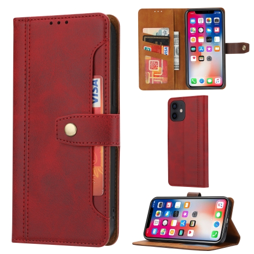 

Calf Texture Double Fold Clasp Horizontal Flip Leather Case with Photo Frame & Holder & Card Slots & Wallet For iPhone 12 mini(Red)