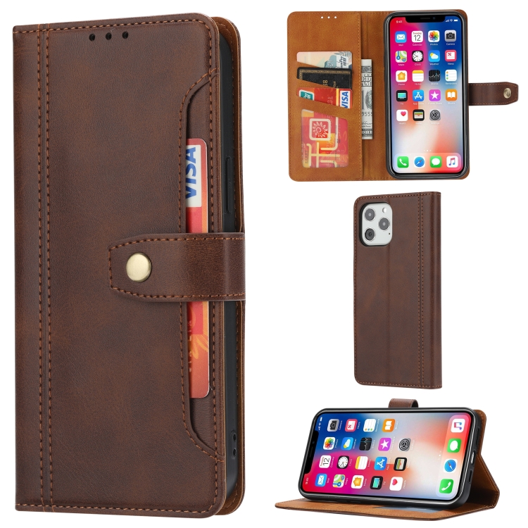 

Calf Texture Double Fold Clasp Horizontal Flip Leather Case with Photo Frame & Holder & Card Slots & Wallet For iPhone 12 / 12 Pro(Coffee)