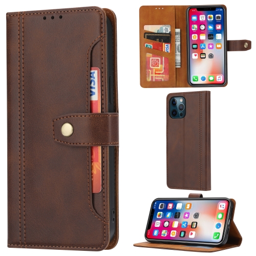 

Calf Texture Double Fold Clasp Horizontal Flip Leather Case with Photo Frame & Holder & Card Slots & Wallet For iPhone 12 Pro Max(Coffee)