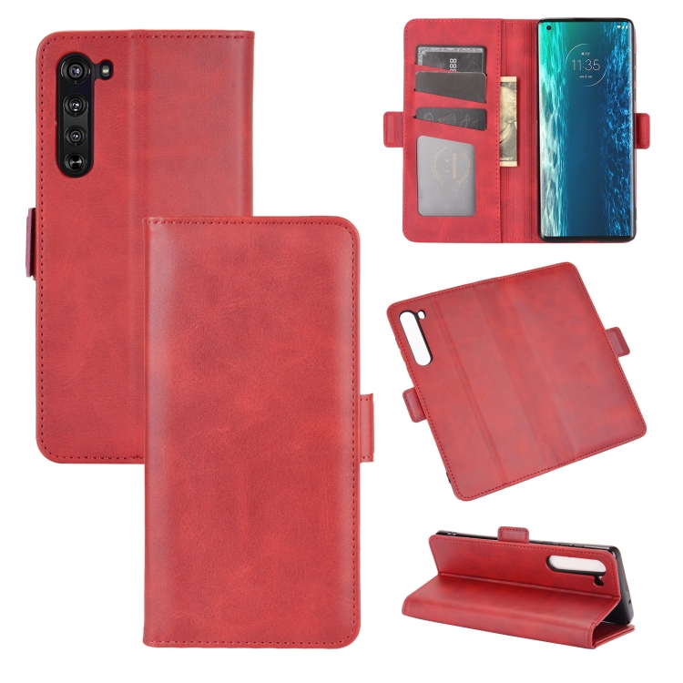

For Motorola Moto Edge Dual-side Magnetic Buckle Horizontal Flip Leather Case with Holder & Card Slots & Wallet(Red)