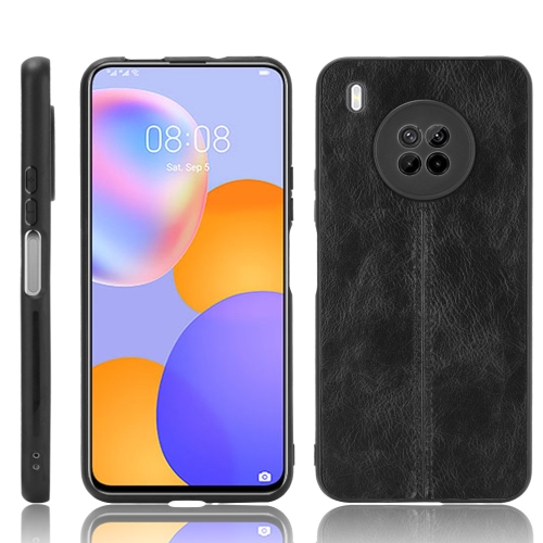 

For Huawei Y9a Shockproof Sewing Cow Pattern Skin PC + PU + TPU Case(Black)