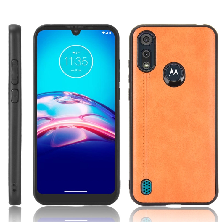 

For Motorola Moto E6s 2020 Shockproof Sewing Cow Pattern Skin PC + PU + TPU Case(Orange)