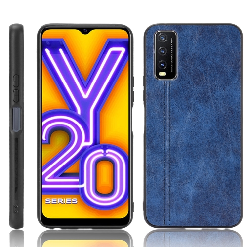 

For vivo Y20/Y20i Shockproof Sewing Cow Pattern Skin PC + PU + TPU Case(Blue)