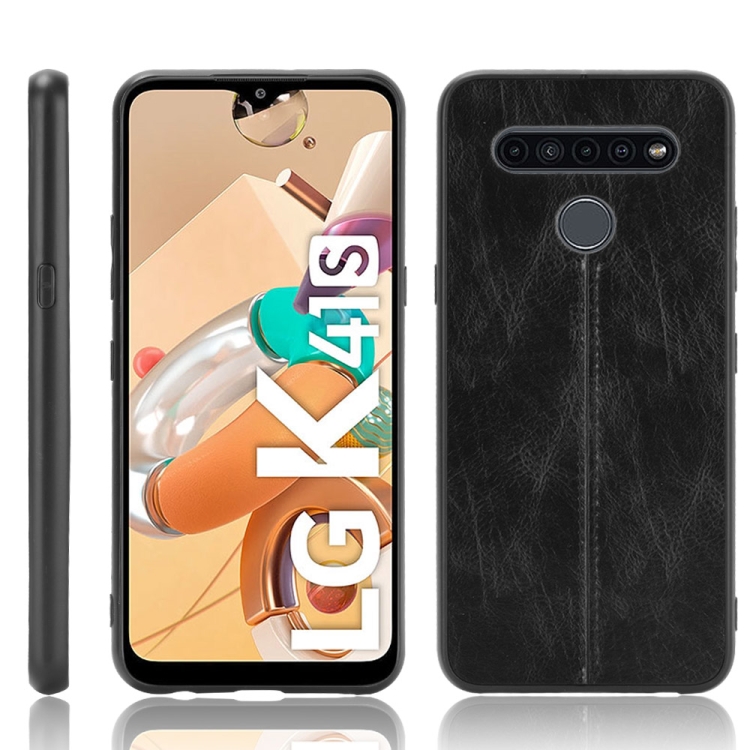 

For LG K41S/ K51S Shockproof Sewing Cow Pattern Skin PC + PU + TPU Case(Black)