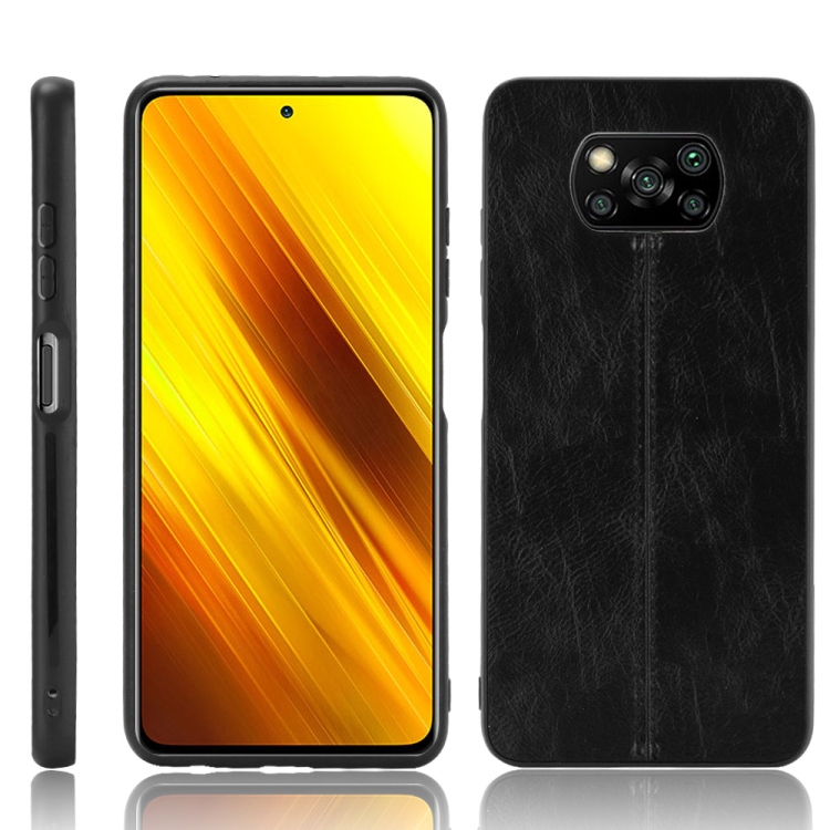

For Xiaomi Poco X3 NFC Shockproof Sewing Cow Pattern Skin PC + PU + TPU Case(Black)