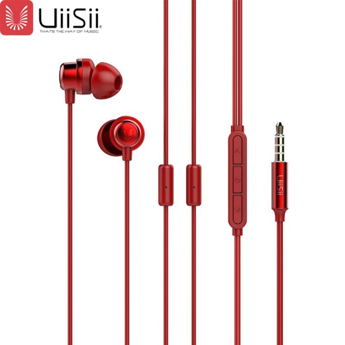 

UiiSii K8 Dual Microphone In-ear Wired Control Earphone Moving Iron HiFi Music Headphone Music Game PC Headset(Red)
