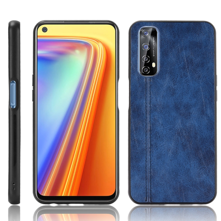 

For OPPO Realme 7 / Narzo 20 Pro Shockproof Sewing Cow Pattern Skin PC + PU + TPU Case(Blue)