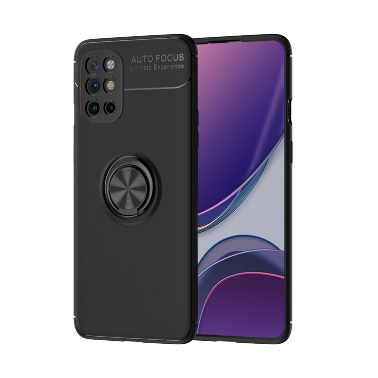 

For OnePlus 8T Metal Ring Holder 360 Degree Rotating TPU Case(Black+Black)