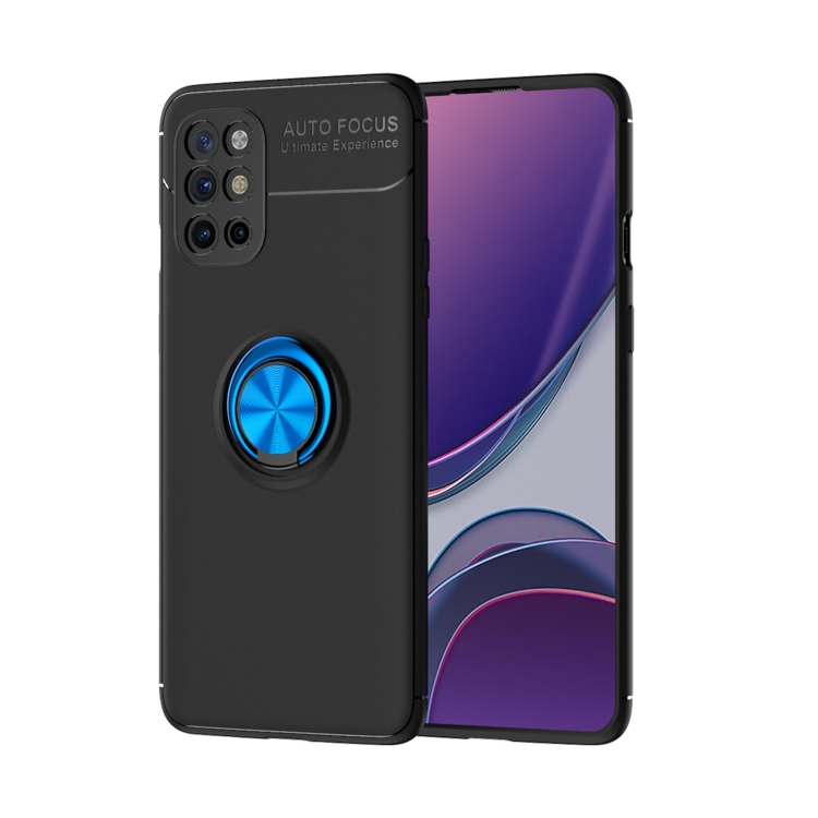 

For OnePlus 8T Metal Ring Holder 360 Degree Rotating TPU Case(Black+Blue)