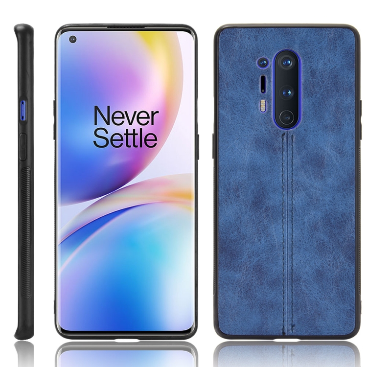 

For OnePlus 8 Pro Shockproof Sewing Cow Pattern Skin PC + PU + TPU Case(Blue)