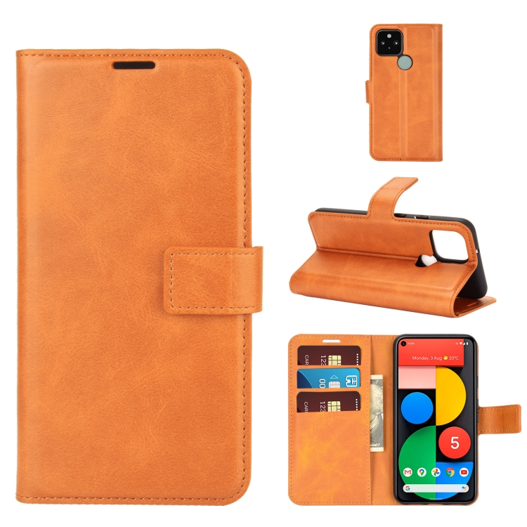 

For Google Pixel 5 Retro Calf Pattern Buckle Horizontal Flip Leather Case with Holder & Card Slots & Wallet(Yellow)