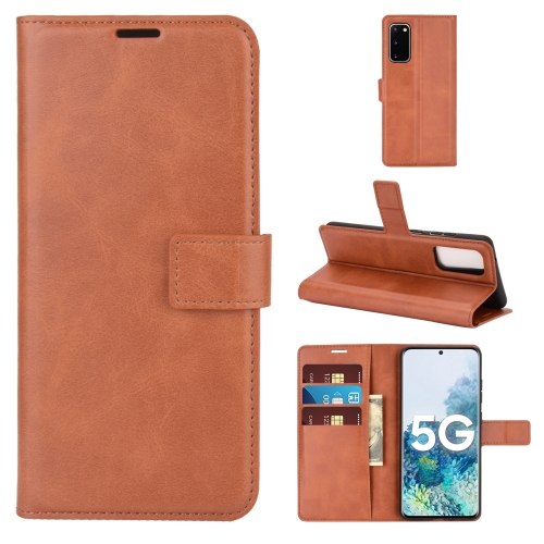 

For Samsung Galaxy S20 FE Retro Calf Pattern Buckle Horizontal Flip Leather Case with Holder & Card Slots & Wallet(Light Brown)