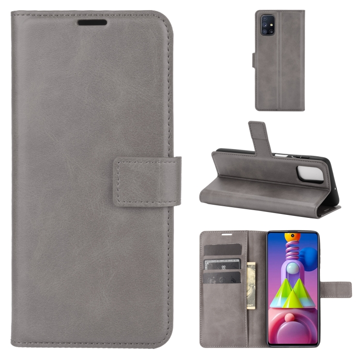 

For Samsung Galaxy M51 Retro Calf Pattern Buckle Horizontal Flip Leather Case with Holder & Card Slots & Wallet(Gray)