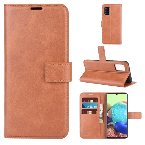 

For Samsung Galaxy A71 4G Retro Calf Pattern Buckle Horizontal Flip Leather Case with Holder & Card Slots & Wallet(Light Brown)