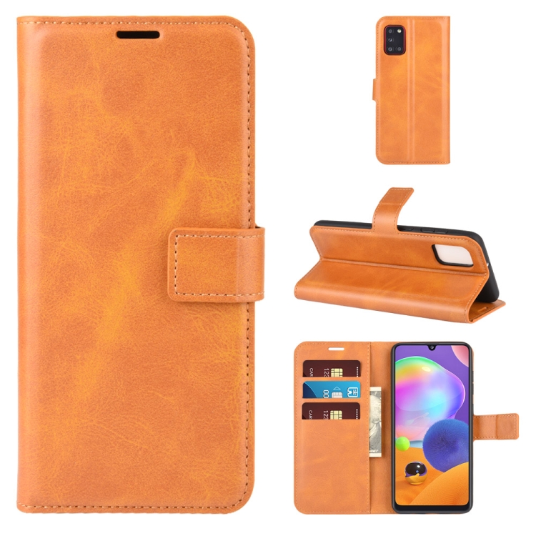 

For Samsung Galaxy A31 Retro Calf Pattern Buckle Horizontal Flip Leather Case with Holder & Card Slots & Wallet(Yellow)