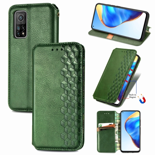 

For Xiaomi Mi 10T / Redmi K30S Cubic Grid Pressed Horizontal Flip Magnetic PU Leather Case with Holder & Card Slots & Wallet(Green)