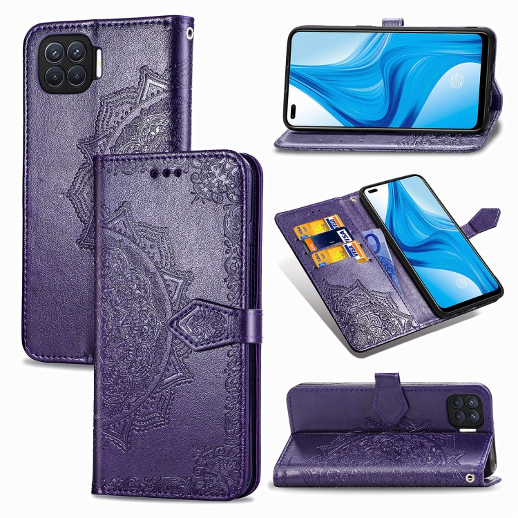 

For OPPO F17 Mandala Flower Embossed Horizontal Flip Leather Case with Bracket / Card Slot / Wallet / Lanyard(Purple)